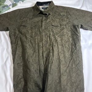 Billabong slim fit Olive Green Button-Up short sleeve Shirt